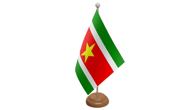 Suriname Small Flag with Wooden Stand